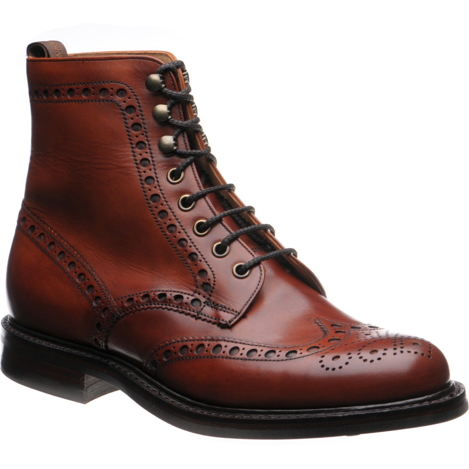 Tweed R rubber soled brogue boots dark leaf calf