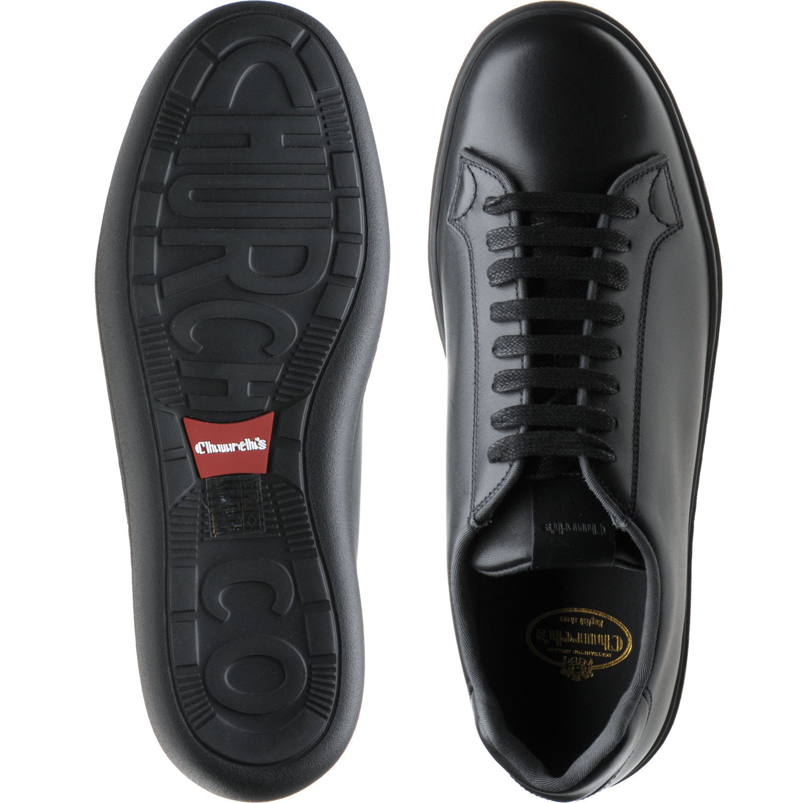 Product image for Church Boland mens rubber-soled trainers in black calf