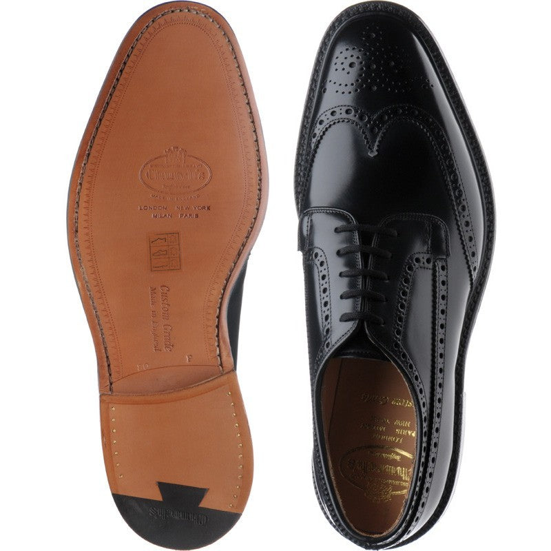 Church Grafton mens brogues in black polished binder – Herring Shoes