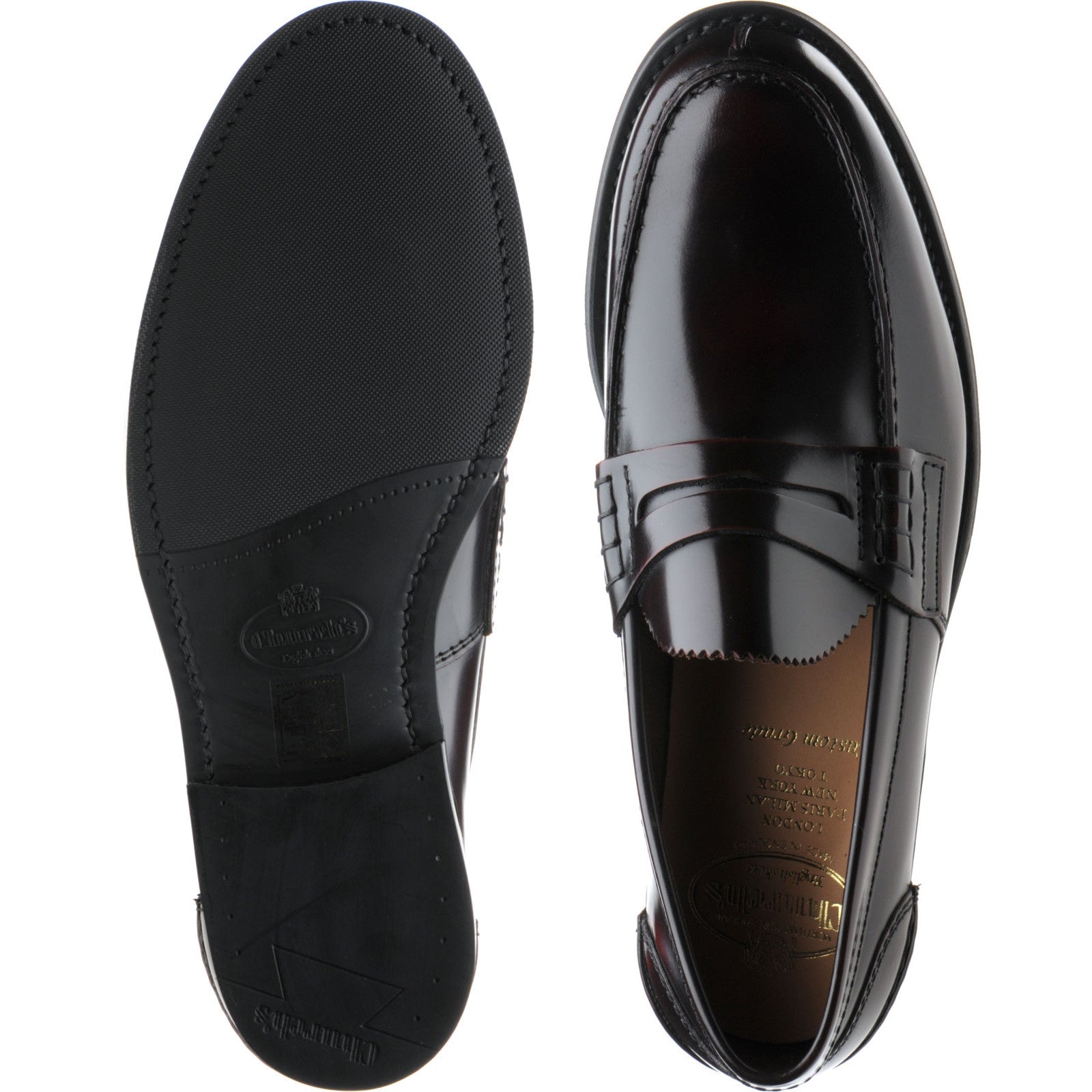 Church Tunbridge R mens rubber-soled loafers in burgundy – Herring