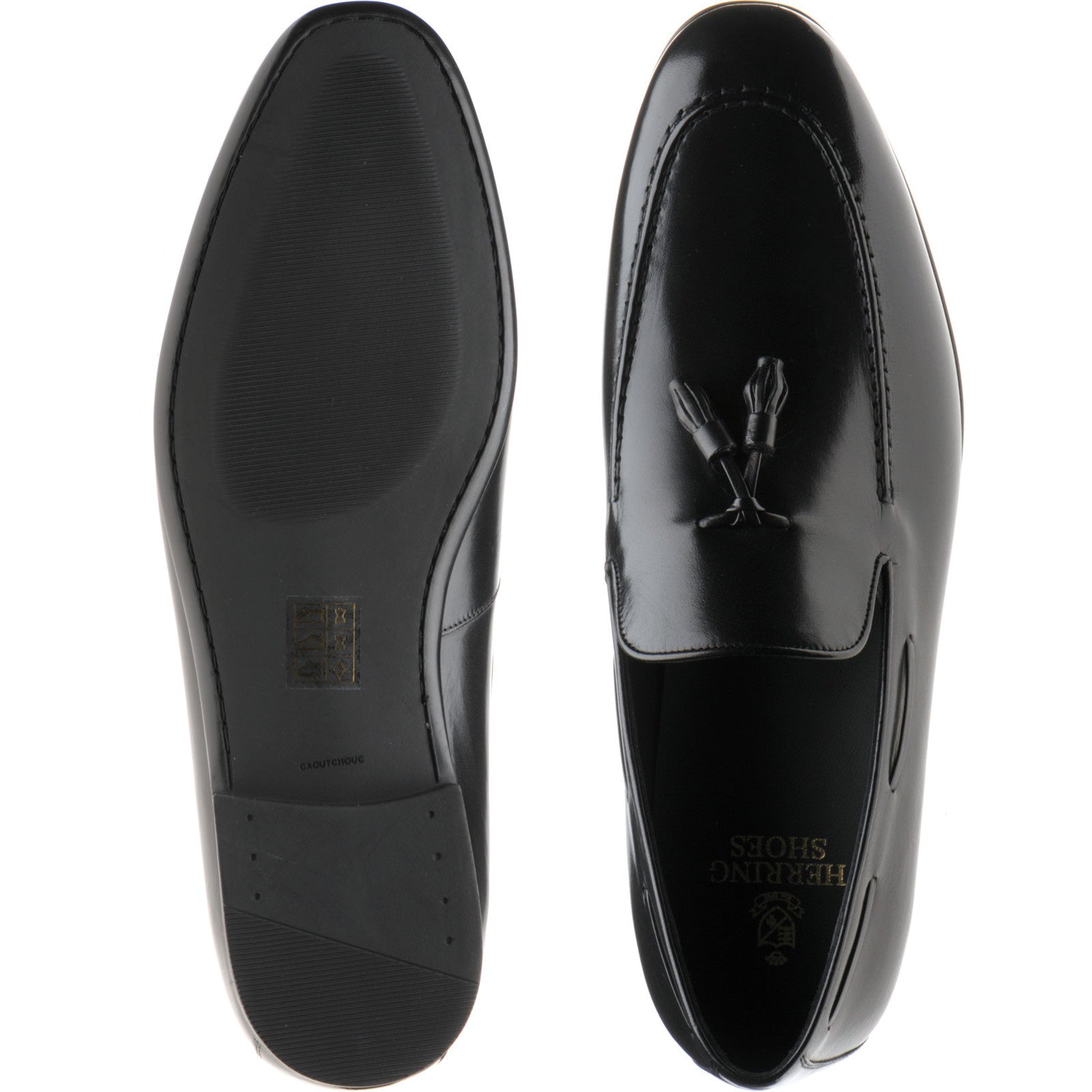 Product image for Herring Andalusia mens rubber-soled tasselled loafers in black calf
