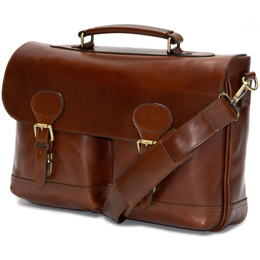 Product image for Herring Archway Briefcase in brandy calf