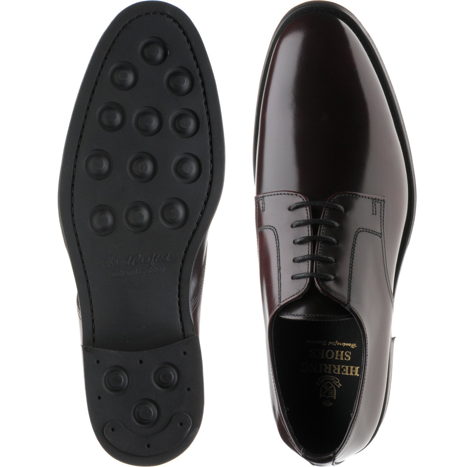 Product image for Herring Arundel mens rubber-soled Derby shoes in burgundy polished (second)