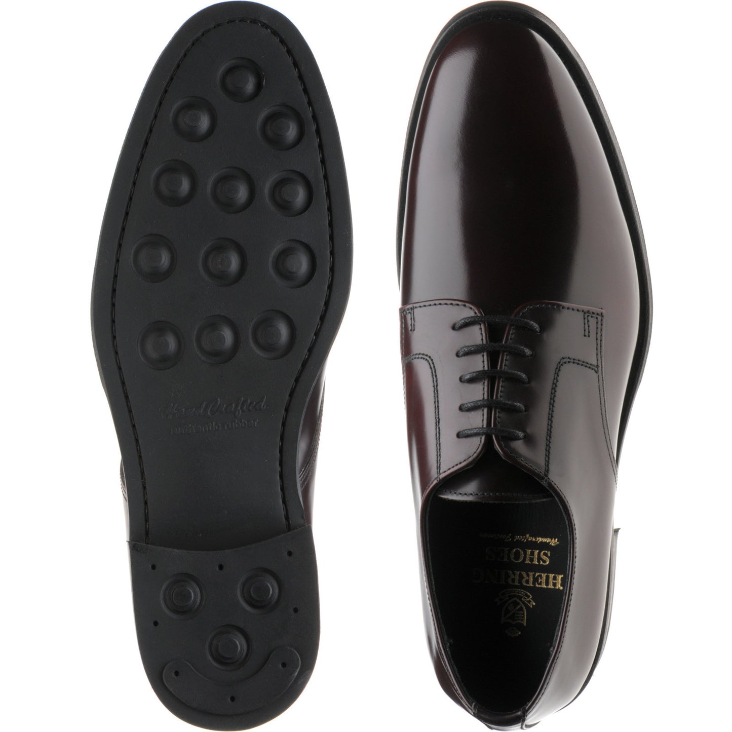 Product image for Herring Arundel mens rubber-soled Derby shoes in burgundy polished (second)