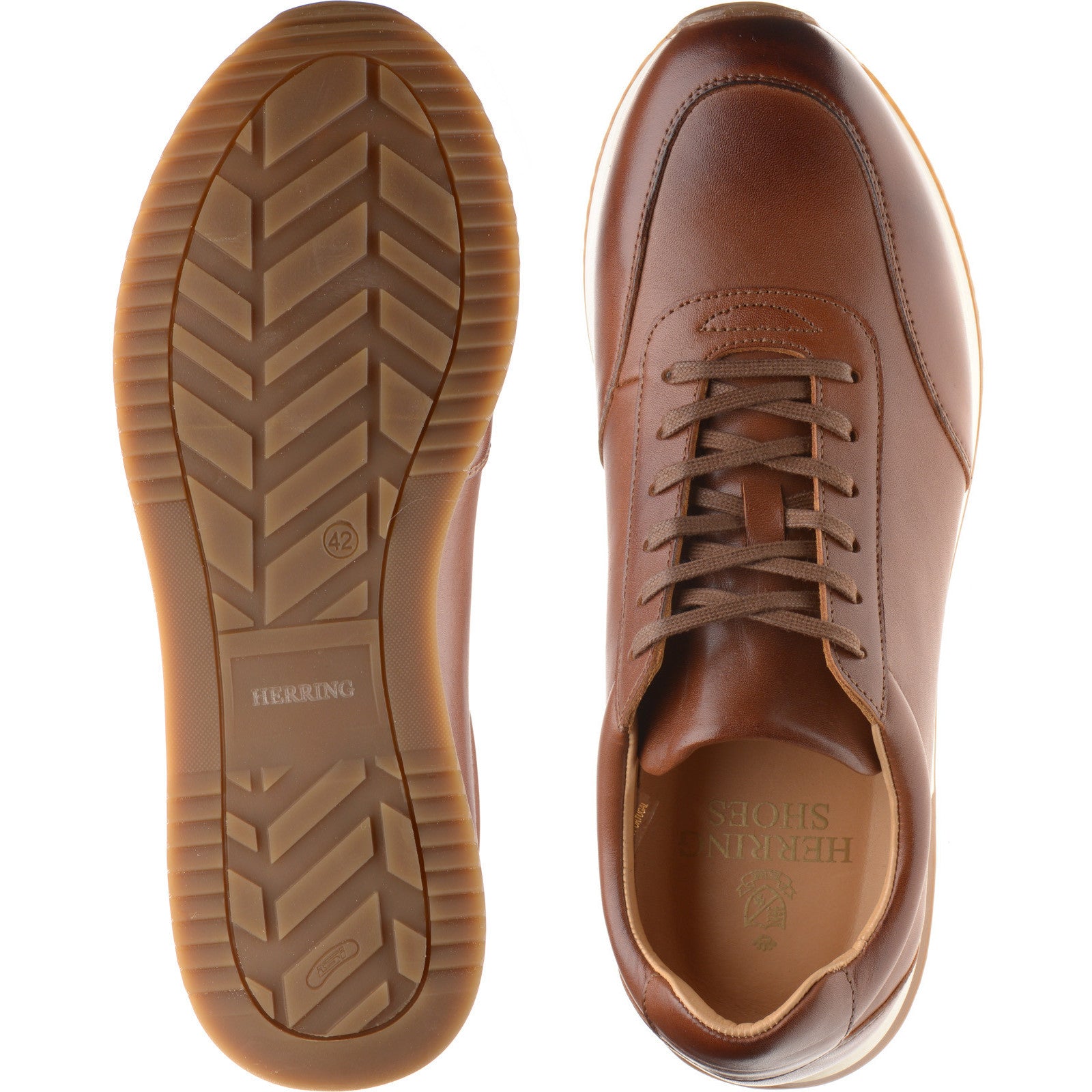 Product image for Herring Atlanta mens rubber-soled in cognac calf