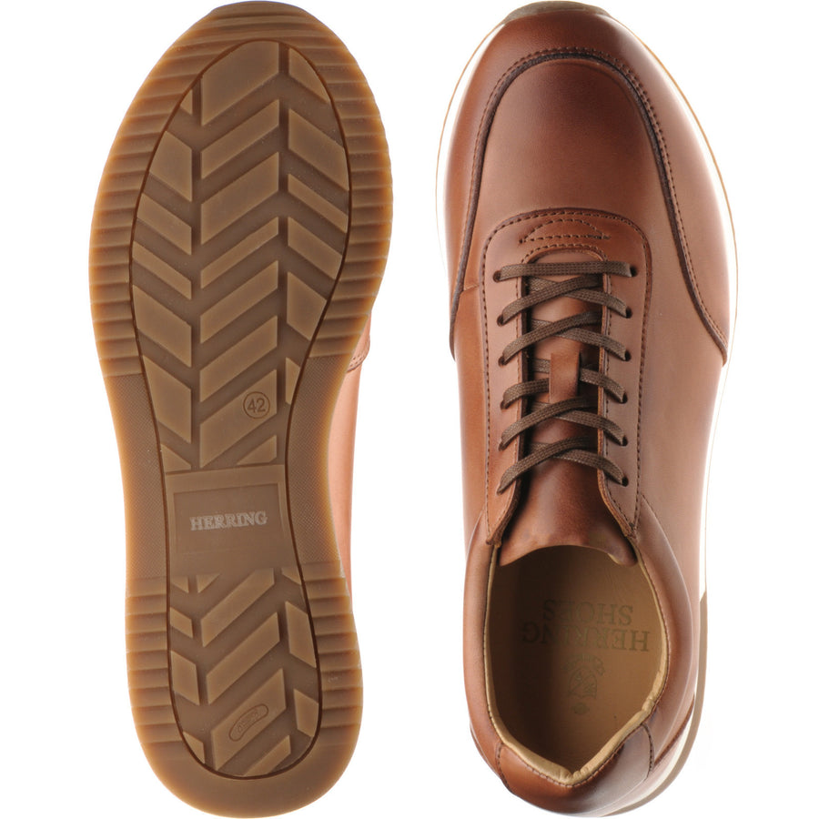 Product image for Herring Atlanta mens rubber-soled trainers in english tan calf (second)