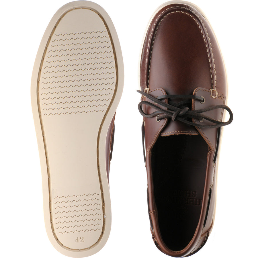 Product image for Herring Atlantic mens rubber-soled deck shoes in brown waxy (second)