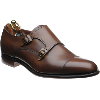 Product image for Herring Attlee mens double monk shoes in mahogany calf