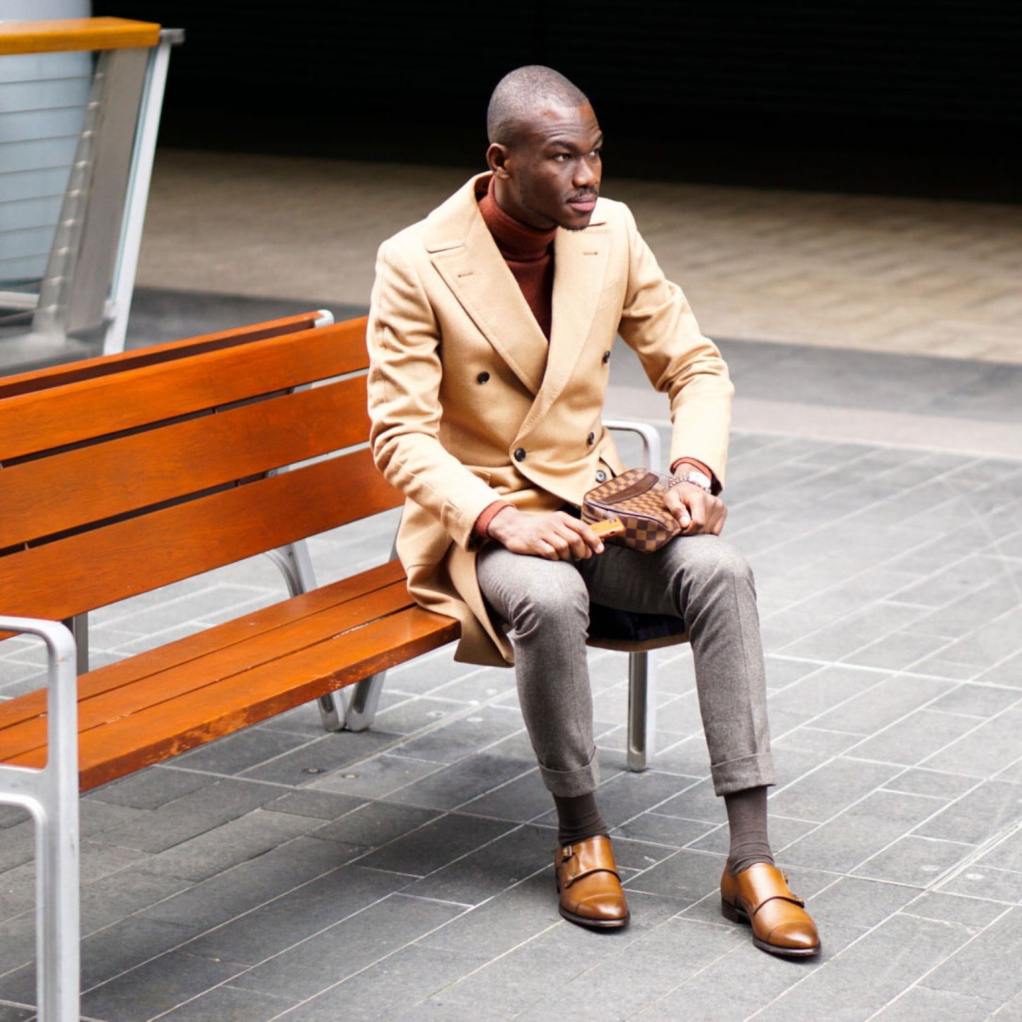 Product image for Herring Attlee mens double monk shoes in mahogany calf