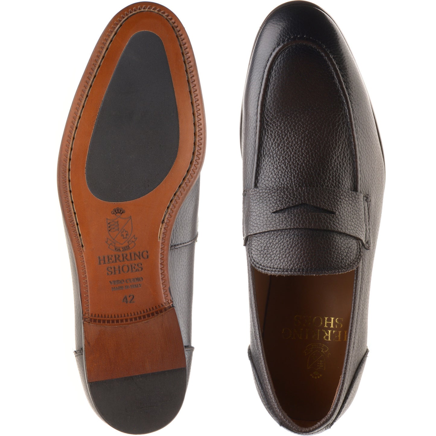 Product image for Herring Barbato mens hybrid-soled loafers in brown grain (second)