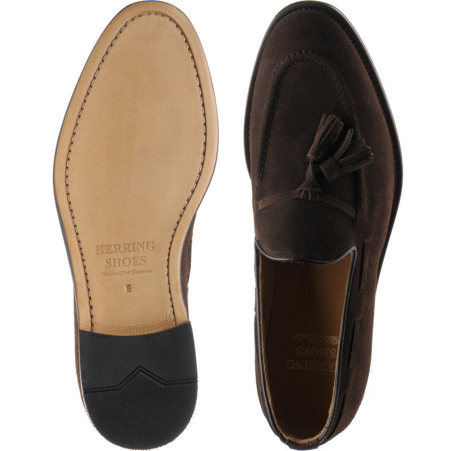 Product image for Herring Barcelona III mens tasselled loafers in brown suede (second)