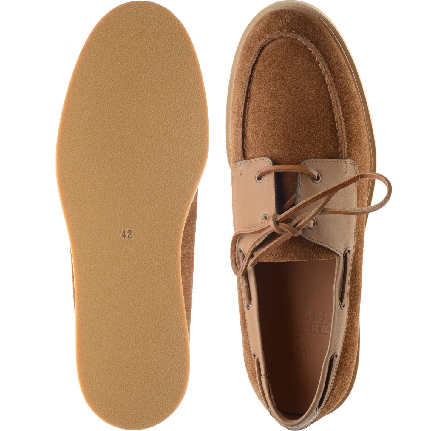 Product image for Herring Bayard mens rubber-soled deck shoes in tan suede