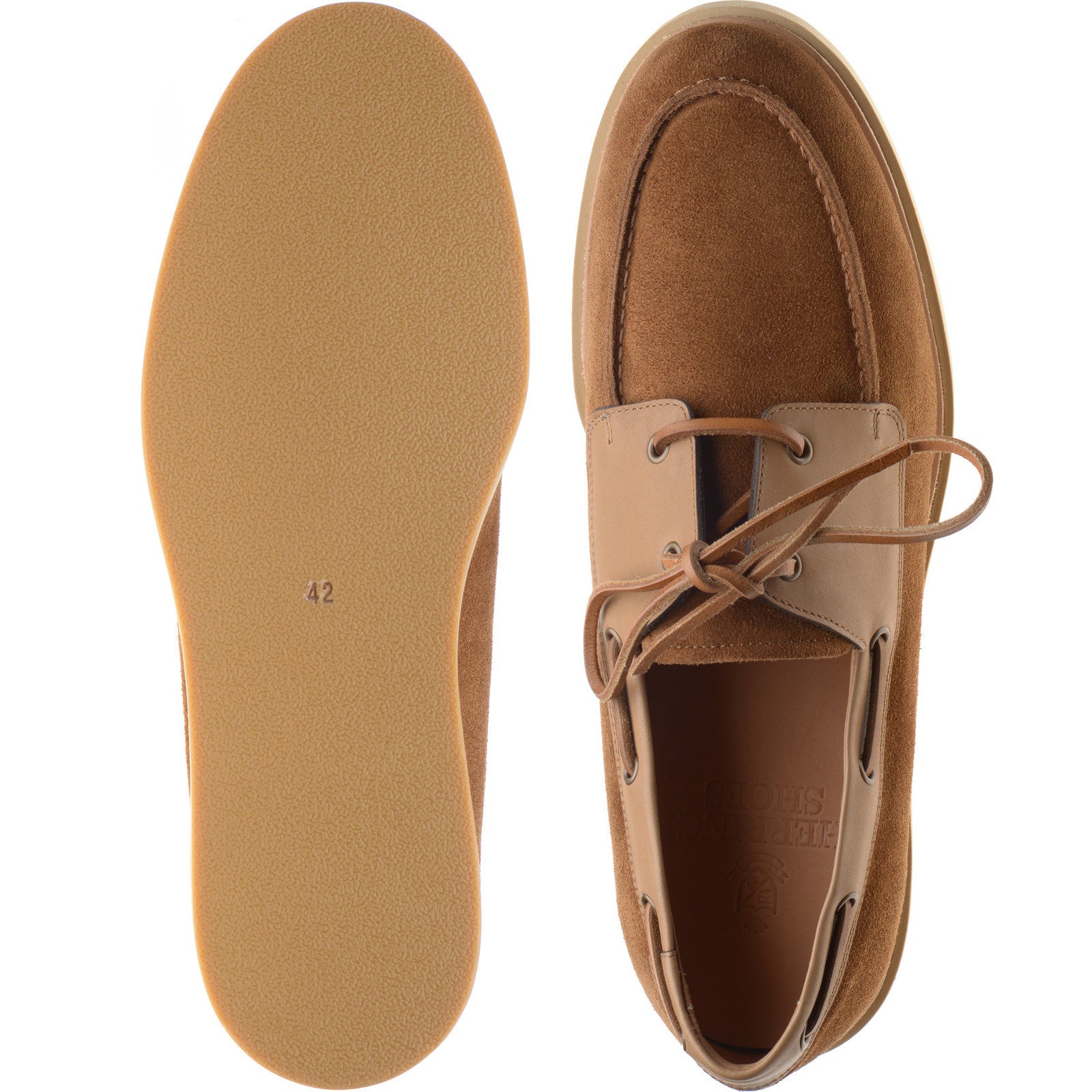 Product image for Herring Bayard mens rubber-soled deck shoes in tan suede