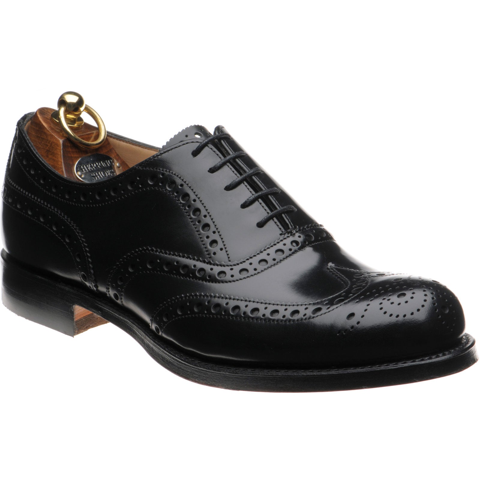 Product image for Herring Birchwood mens brogues in black polished