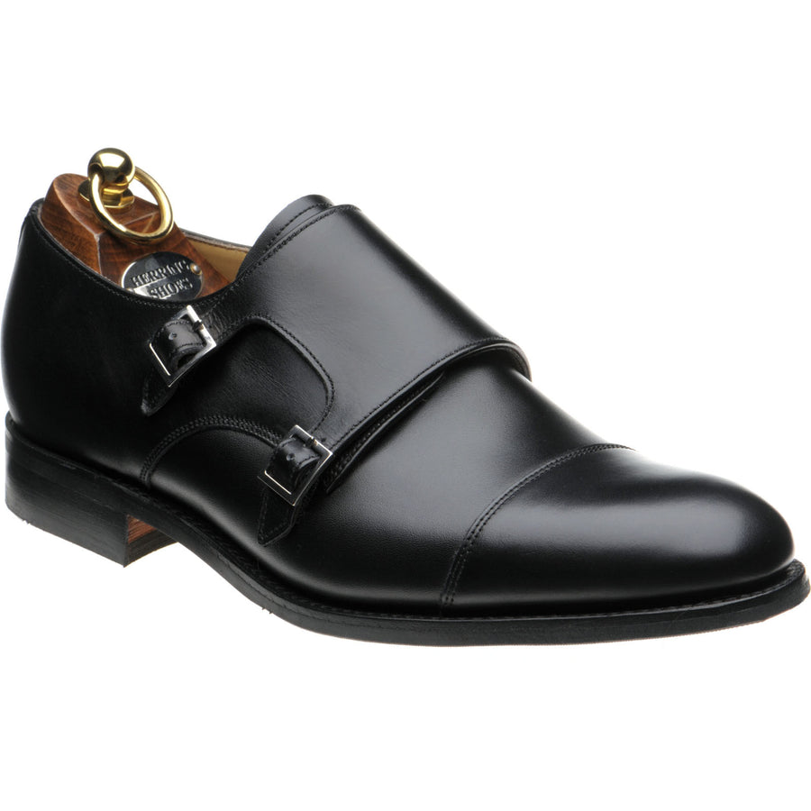 Product image for Herring Bishop mens rubber-soled double monk shoes in black calf (second)