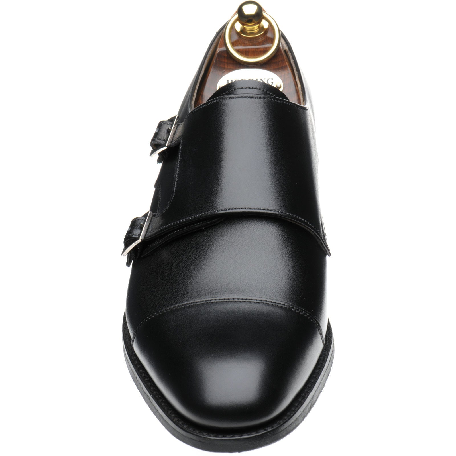 Product image for Herring Bishop mens rubber-soled double monk shoes in black calf (second)