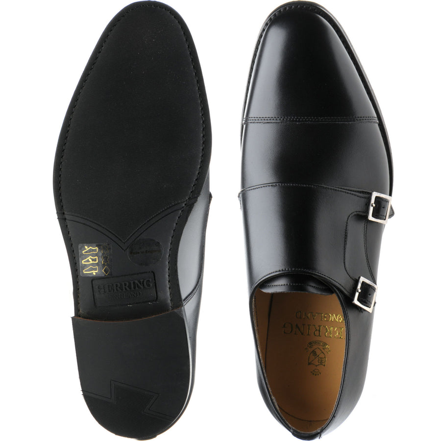 Product image for Herring Bishop mens rubber-soled double monk shoes in black calf (second)