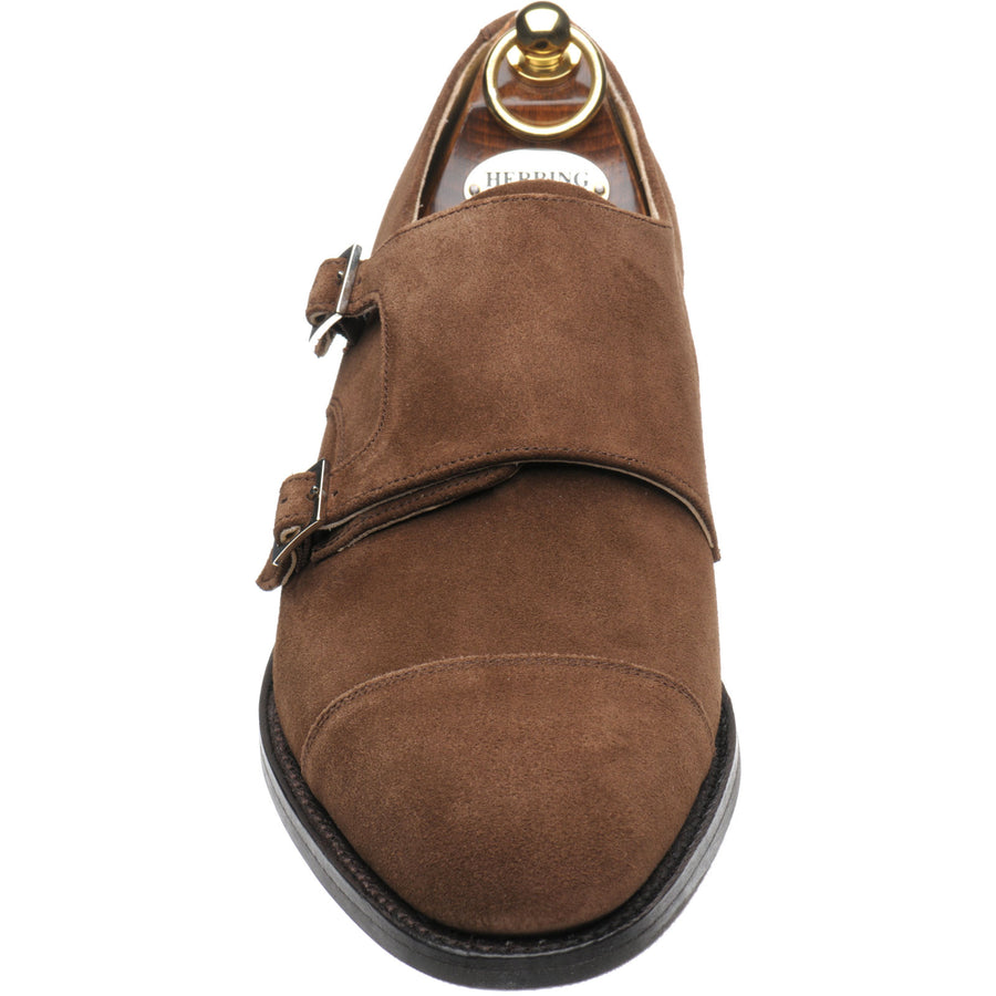 Product image for Herring Bishop mens rubber-soled double monk shoes in castagnia suede (second)