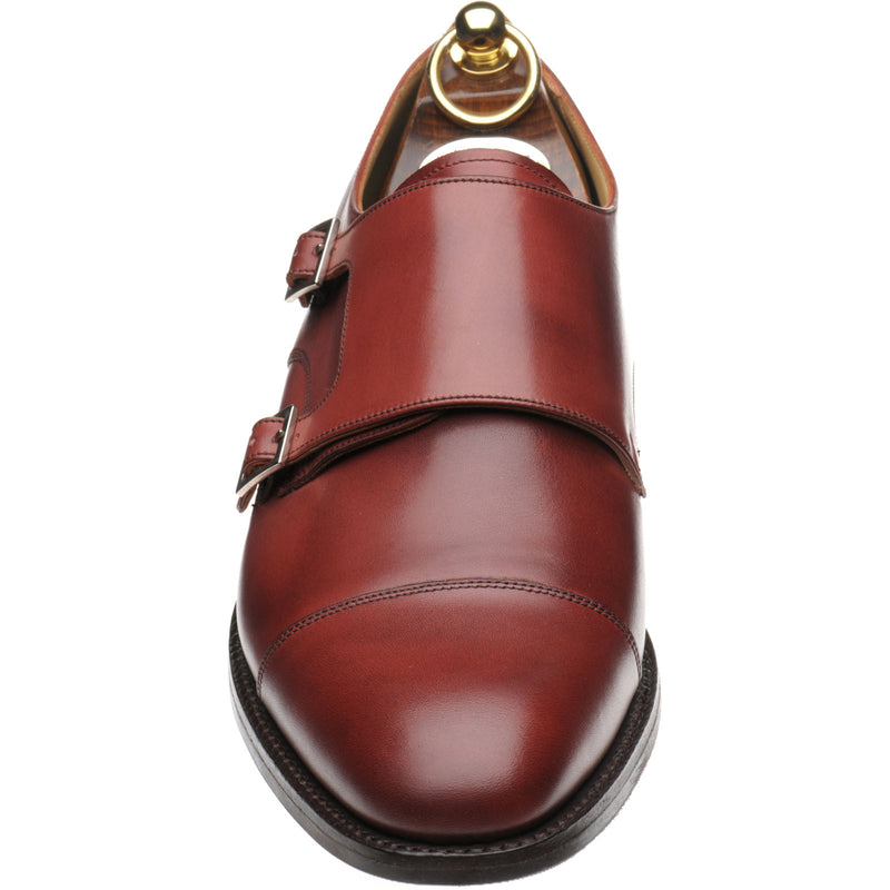 Product image for Herring Bishop mens rubber-soled double monk shoes in cherry calf