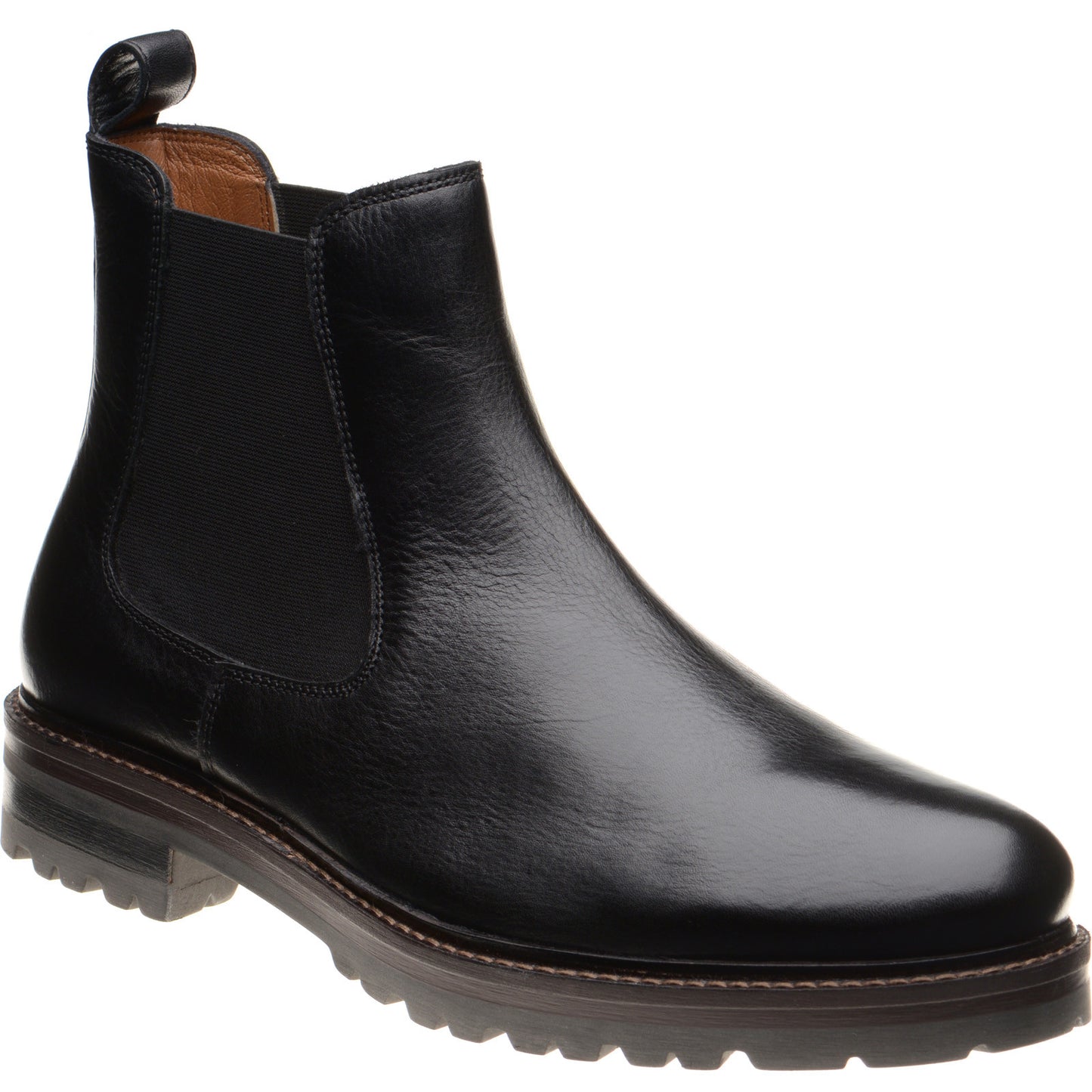 Product image for Herring Bragg mens rubber-soled Chelsea boots in black grain (second)