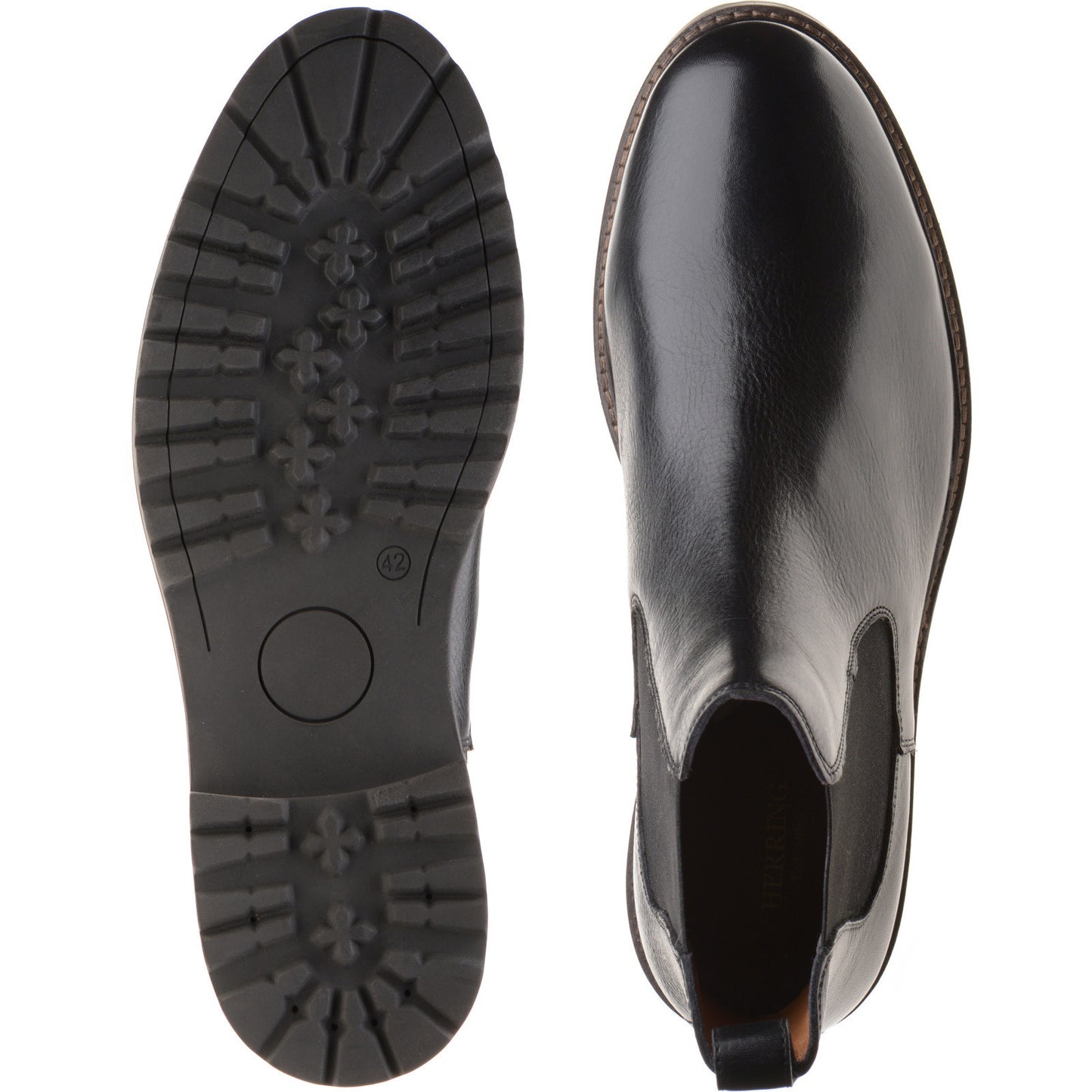 Product image for Herring Bragg mens rubber-soled Chelsea boots in black grain (second)