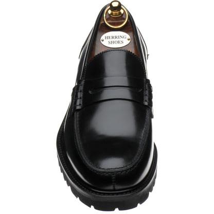 Product image for Herring Brighton II mens rubber-soled loafers in black polished (second)