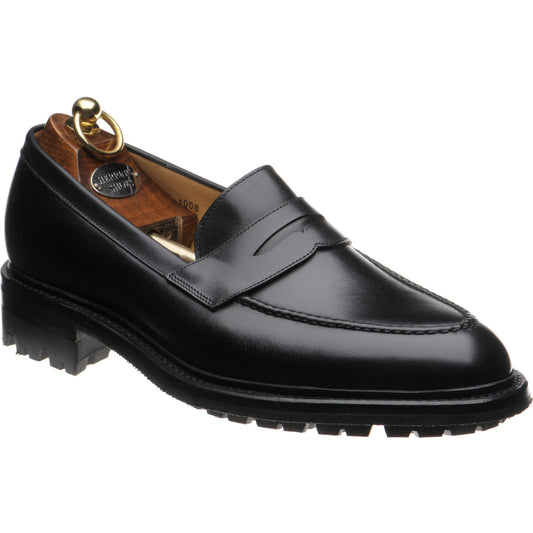 Product image for Herring Brighton mens rubber-soled loafers in black calf
