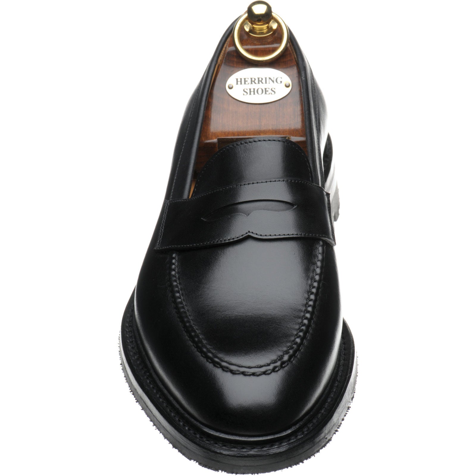 Product image for Herring Brighton mens rubber-soled loafers in black calf