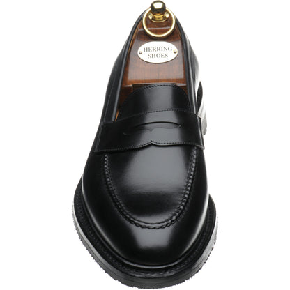 Product image for Herring Brighton mens rubber-soled loafers in black calf