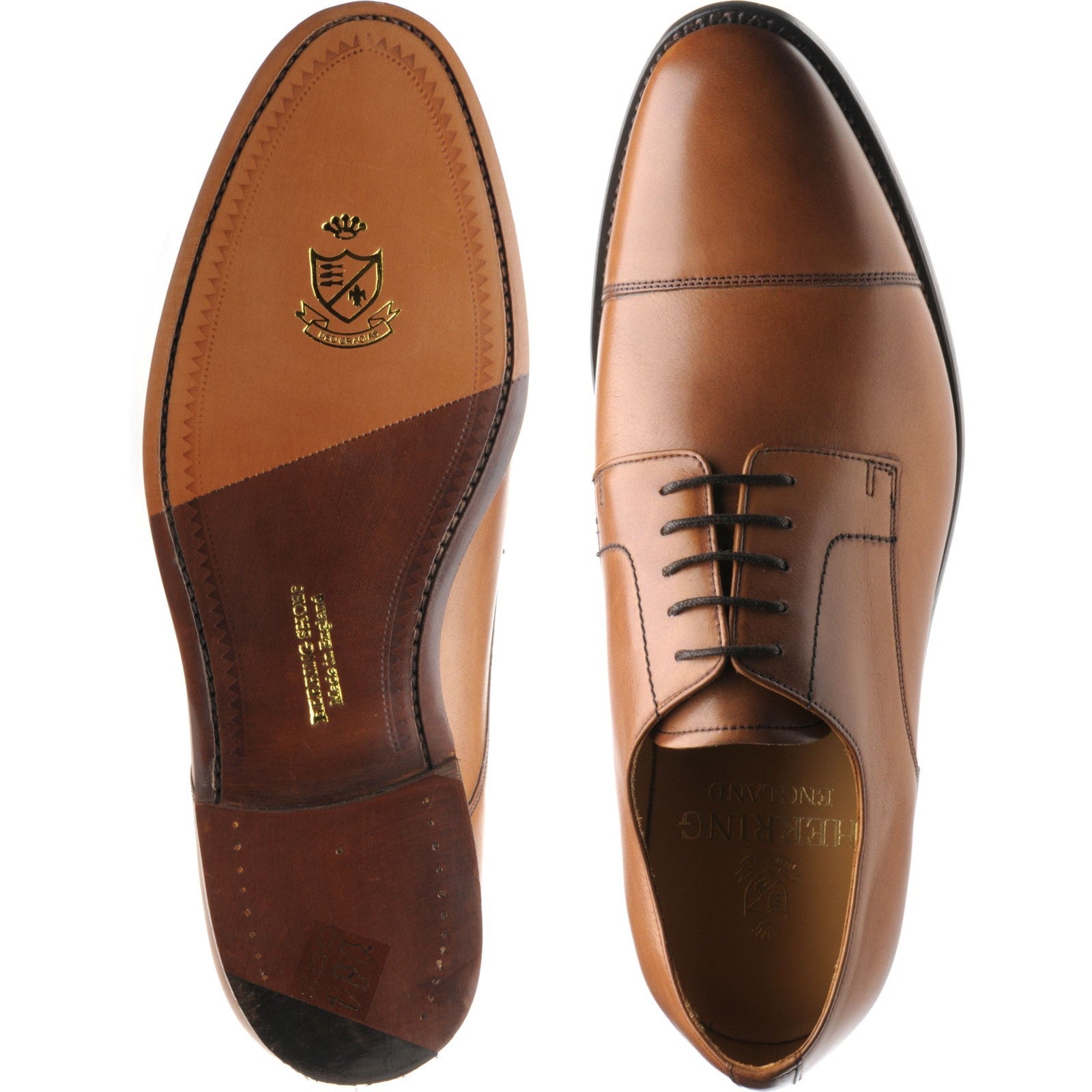 Product image for Herring Burlington mens Derby shoes in conker calf