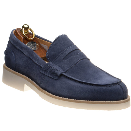 Product image for Herring Burrow mens rubber-soled loafers in blue suede