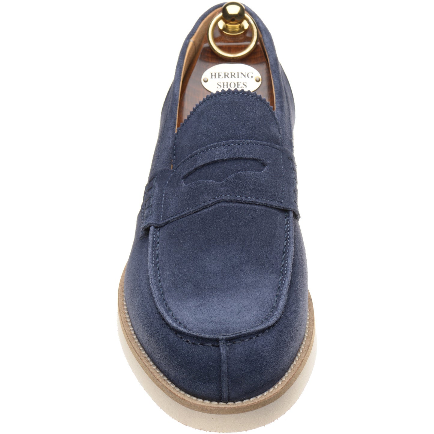 Product image for Herring Burrow mens rubber-soled loafers in blue suede