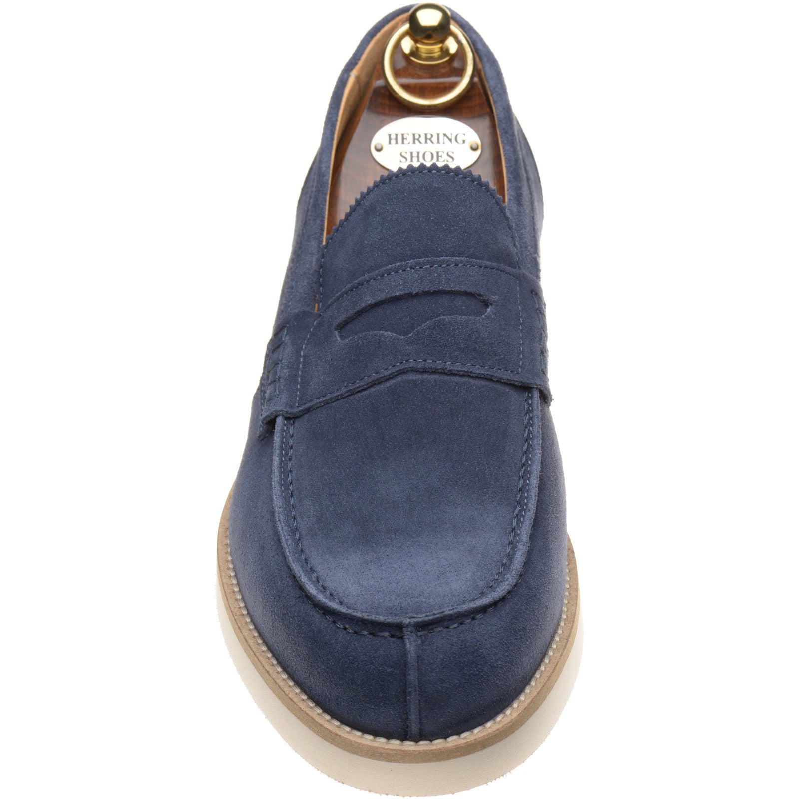 Product image for Herring Burrow mens rubber-soled loafers in blue suede