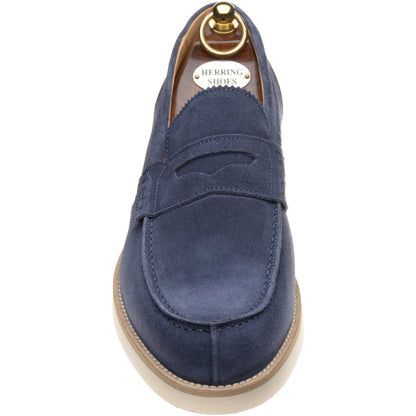 Product image for Herring Burrow mens rubber-soled loafers in blue suede