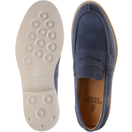 Product image for Herring Burrow mens rubber-soled loafers in blue suede