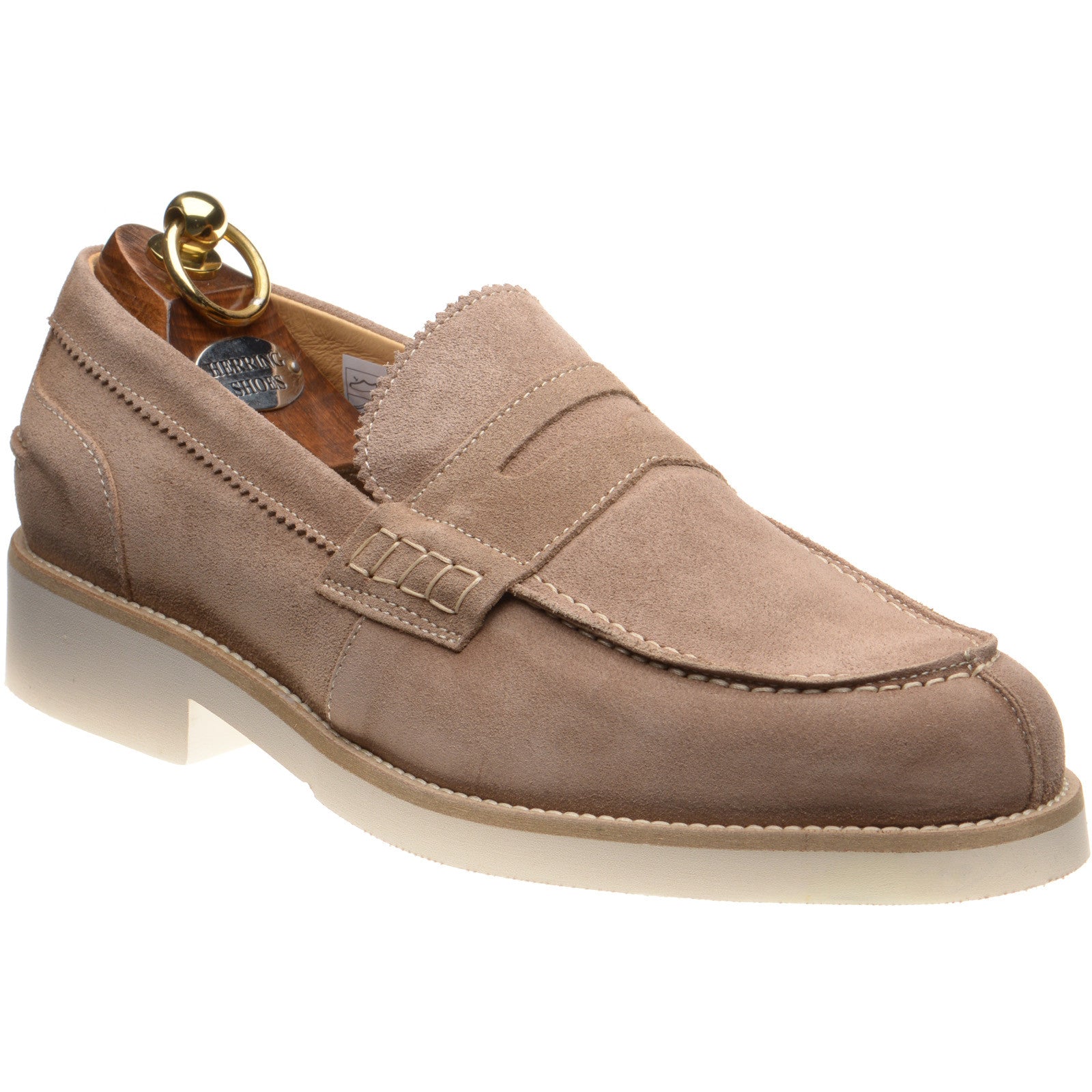 Product image for Herring Burrow mens rubber-soled loafers in taupe suede