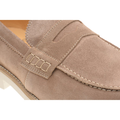 Product image for Herring Burrow mens rubber-soled loafers in taupe suede