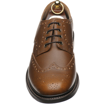 Product image for Herring Bushwick Rubber mens rubber-soled brogues in brown pin grain