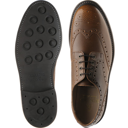 Product image for Herring Bushwick Rubber mens rubber-soled brogues in brown pin grain