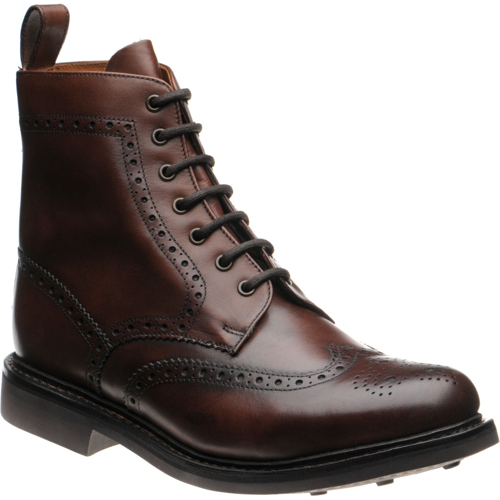 Product image for Herring Buxton (Rubber) mens rubber-soled brogue boots in brown calf (second)
