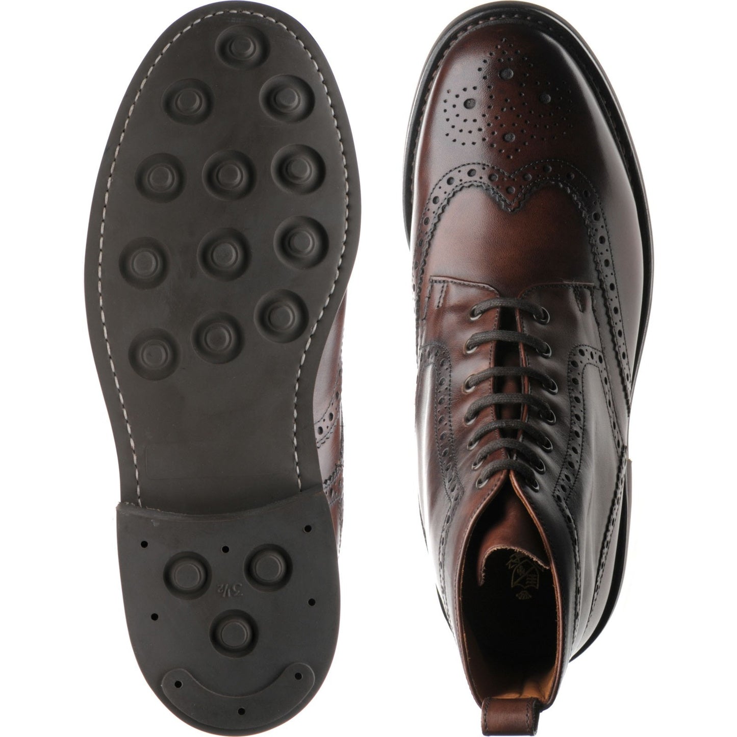 Product image for Herring Buxton (Rubber) mens rubber-soled brogue boots in brown calf (second)