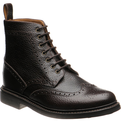 Product image for Herring Buxton (Rubber) mens rubber-soled brogue boots in brown heavy grain (second)