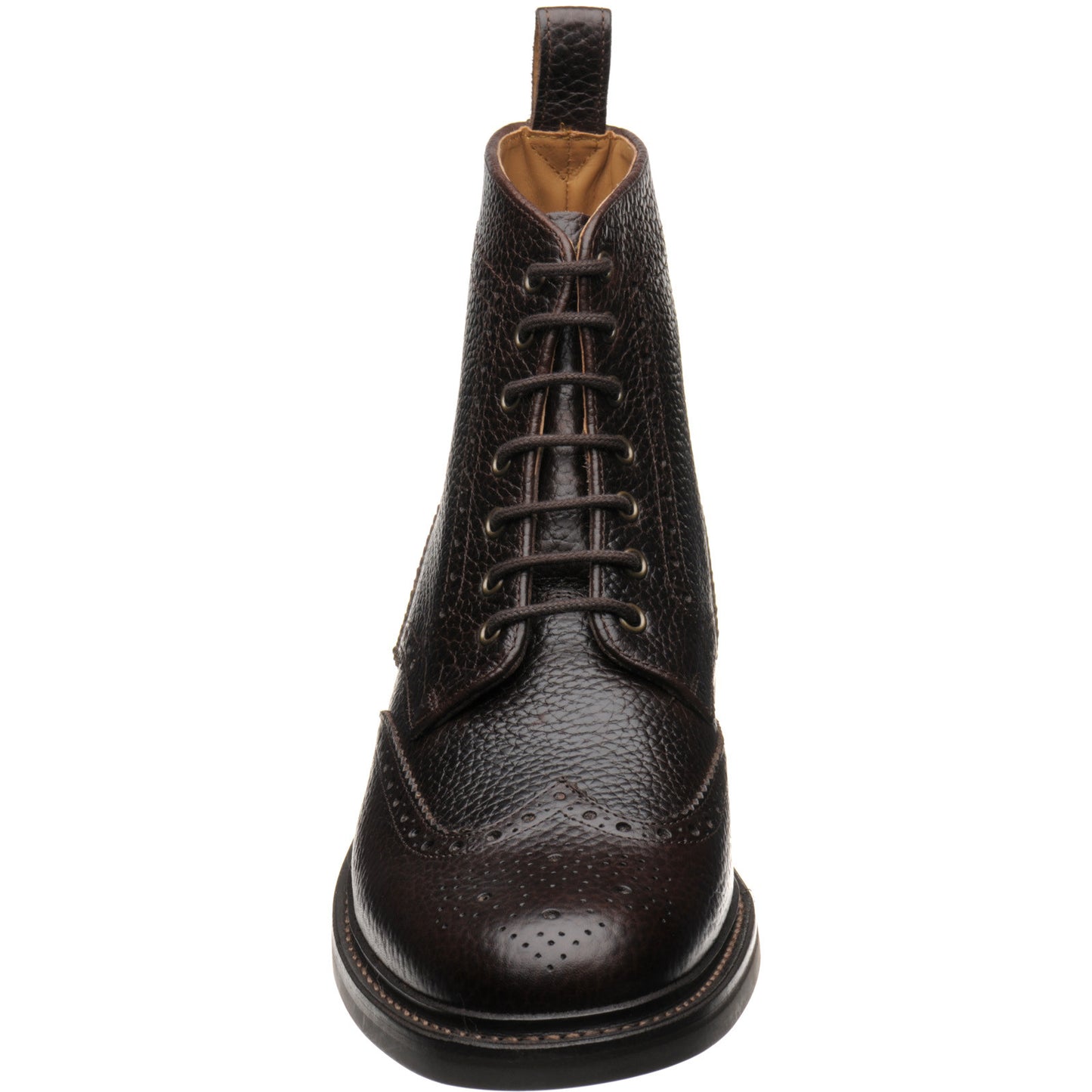 Product image for Herring Buxton (Rubber) mens rubber-soled brogue boots in brown heavy grain (second)
