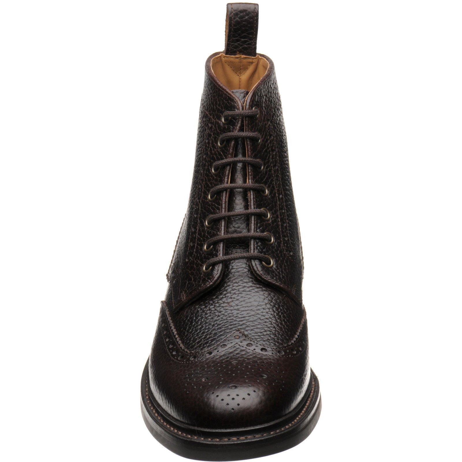 Product image for Herring Buxton (Rubber) mens rubber-soled brogue boots in brown heavy grain (second)