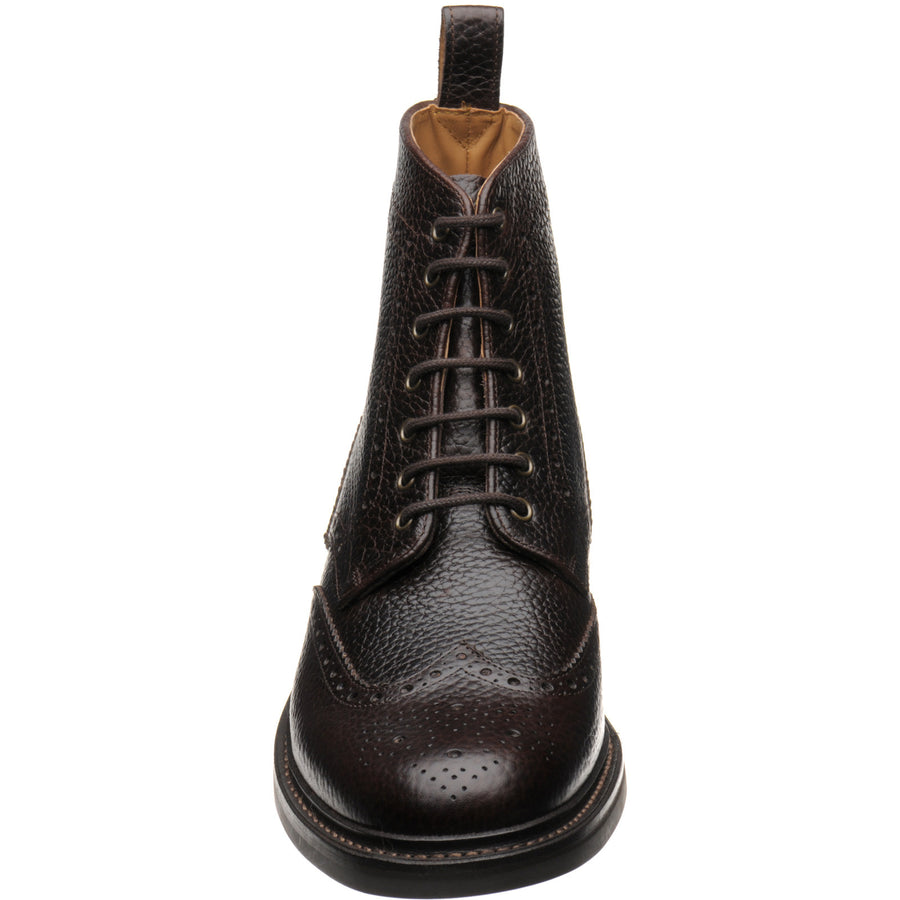 Product image for Herring Buxton (Rubber) mens rubber-soled brogue boots in brown heavy grain (second)
