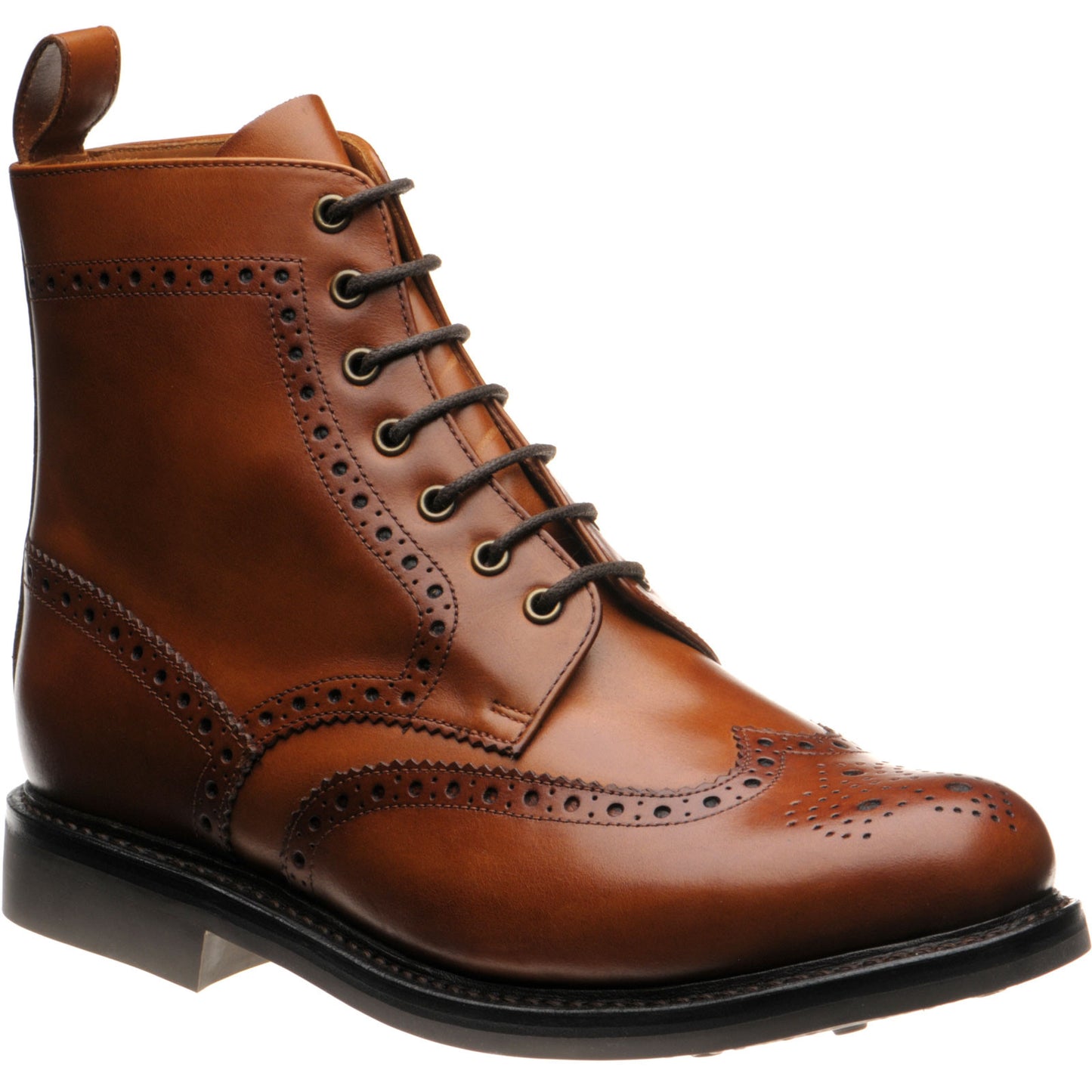 Product image for Herring Buxton (Rubber) mens rubber-soled brogue boots in tan calf (second)