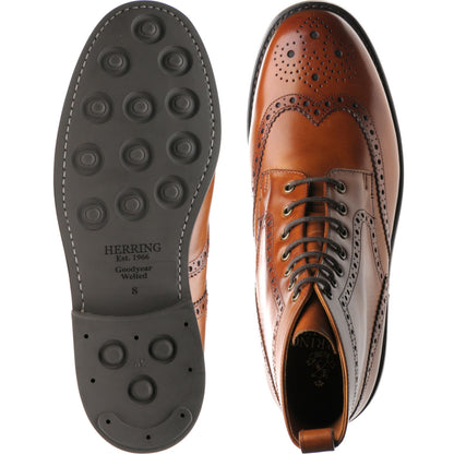 Product image for Herring Buxton (Rubber) mens rubber-soled brogue boots in tan calf (second)