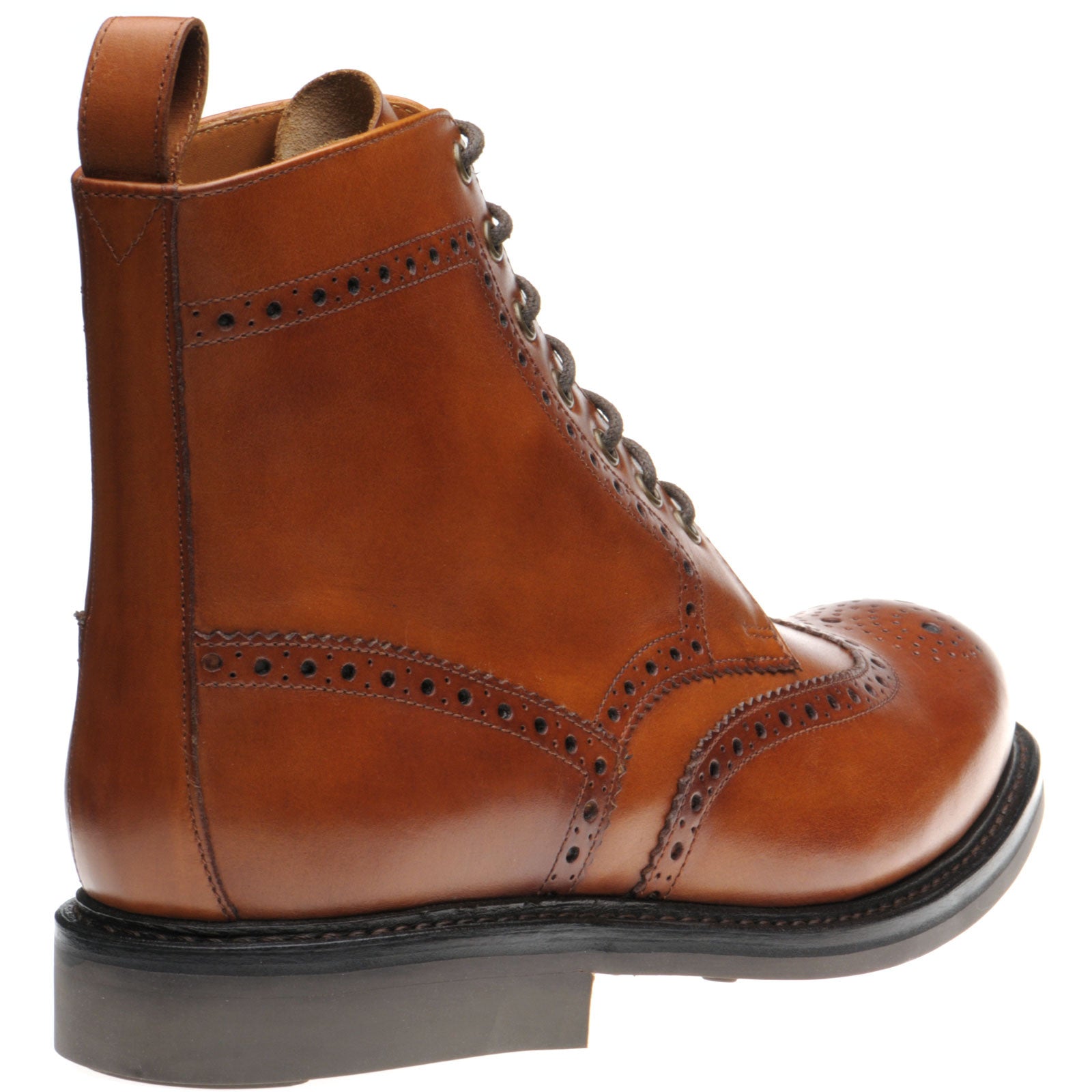 Product image for Herring Buxton (Rubber) mens rubber-soled brogue boots in tan calf (second)
