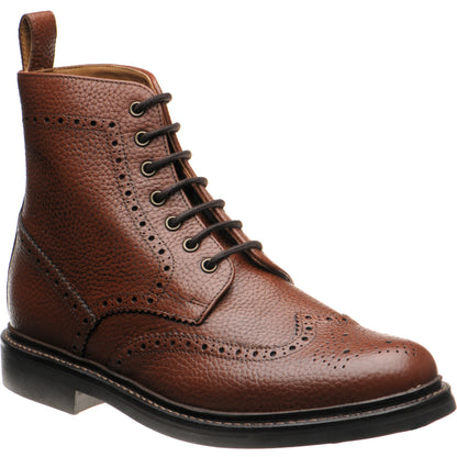 Product image for Herring Buxton (Rubber) mens rubber-soled brogue boots in tan heavy grain