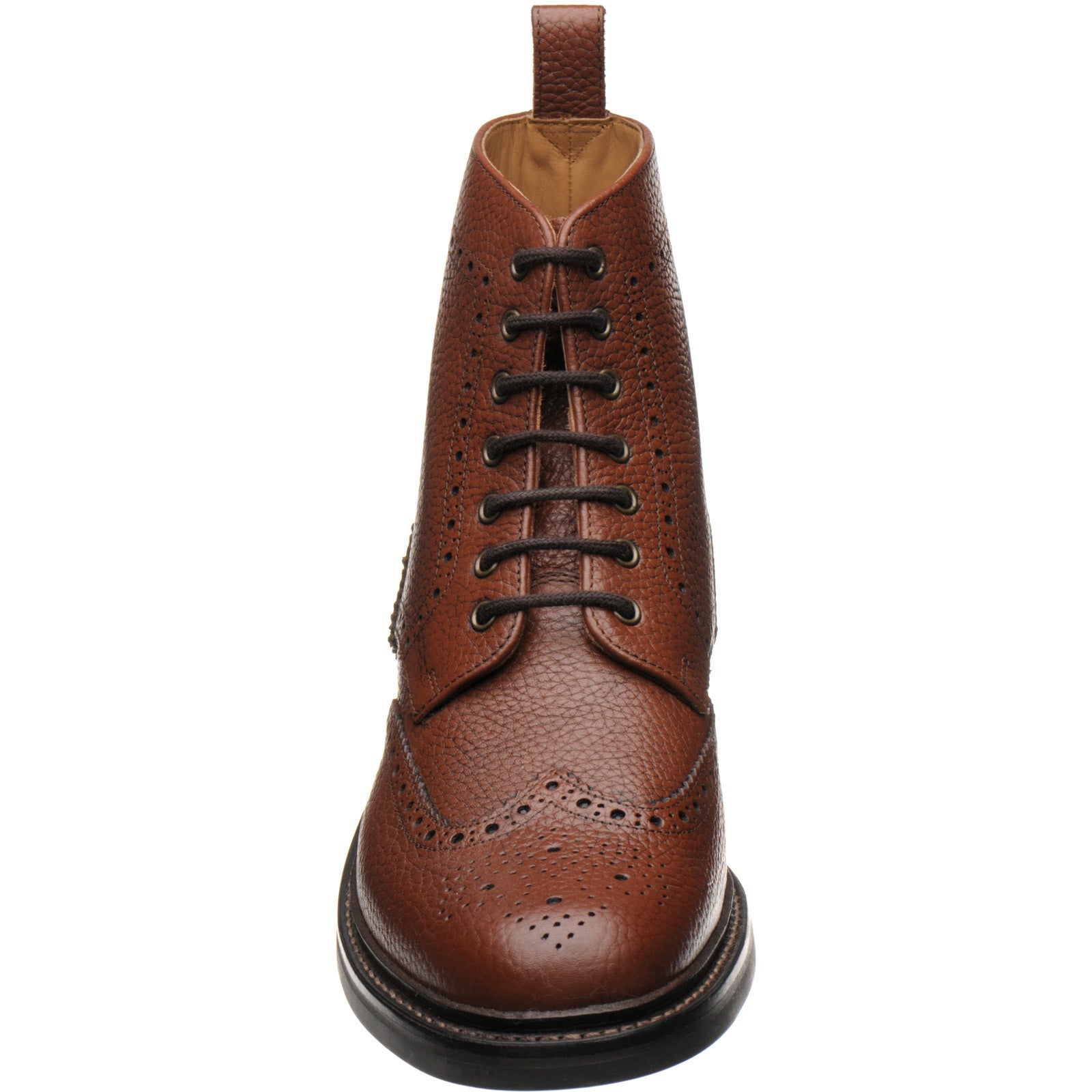 Product image for Herring Buxton (Rubber) mens rubber-soled brogue boots in tan heavy grain